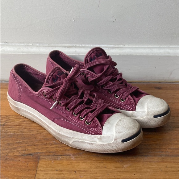 Vintage converse jack Purcell shoes burgundy maroon size 8.5 men’s 10 women’s - Picture 1 of 6
